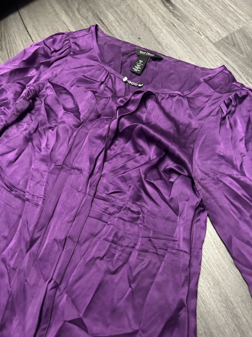 Deep Purple Satin Shirt with Jewel Accent